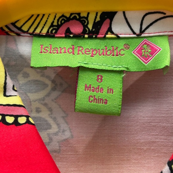 Red Print Jacket 8 Button Up Lightweight Artsy - Picture 4 of 9